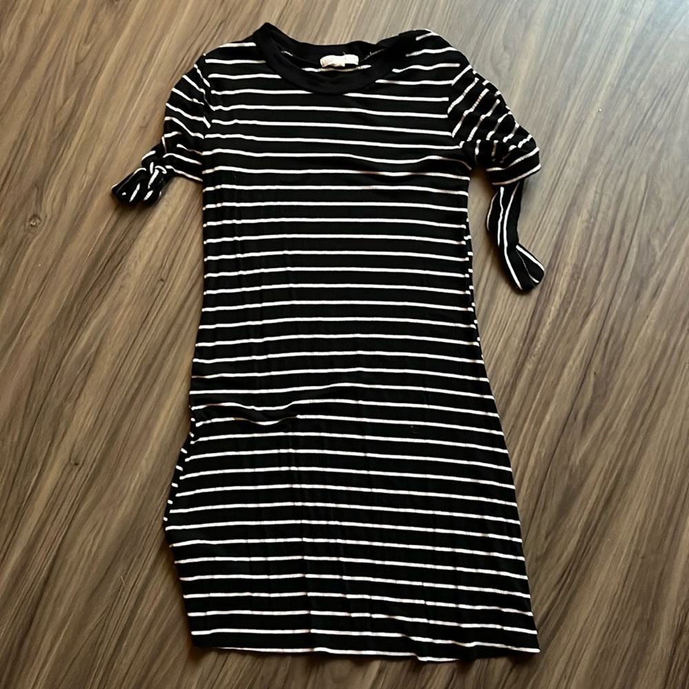 Black and white striped dress XS